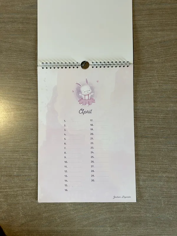 Birthday Calendar April
